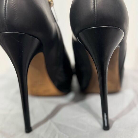 Jimmy Choo Black Leather Platform Ankle Booties Heels Size 39 EU / 8.5 US - Picture 7 of 10
